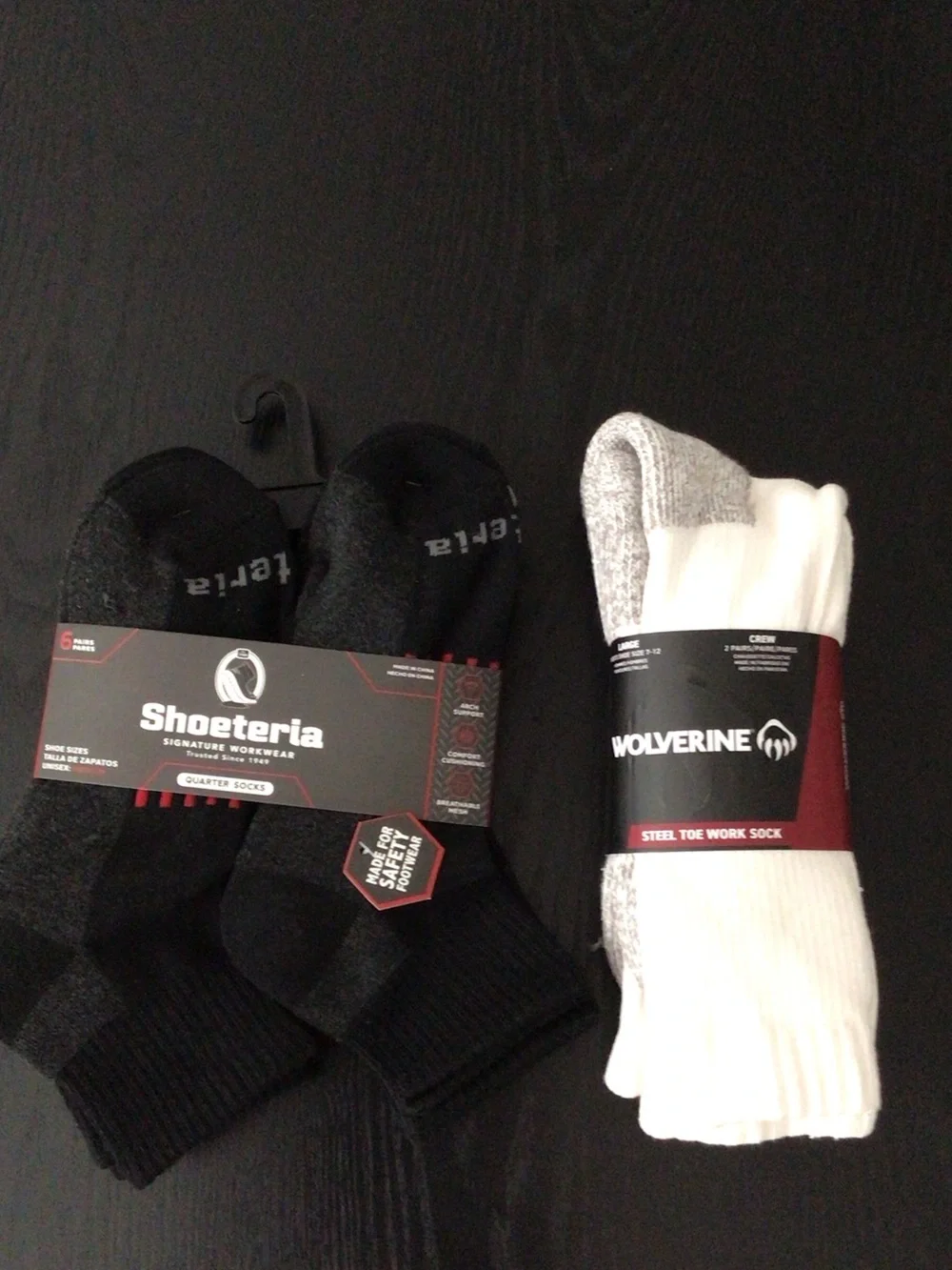 Shoetoria & Wolverine Men's Pack - Black and White Work Socks